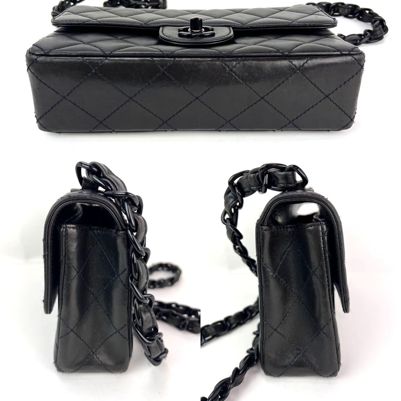 Túi Chanel Vintage Quilted Lambskin Black Resin Chain Small Classic Single Flap Bag HIẾM