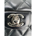 Chanel Quilted Lambskin Valentine Crystal Charms Medium Single Flap Black Bag