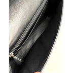 Chanel Quilted Lambskin Valentine Crystal Charms Medium Single Flap Black Bag