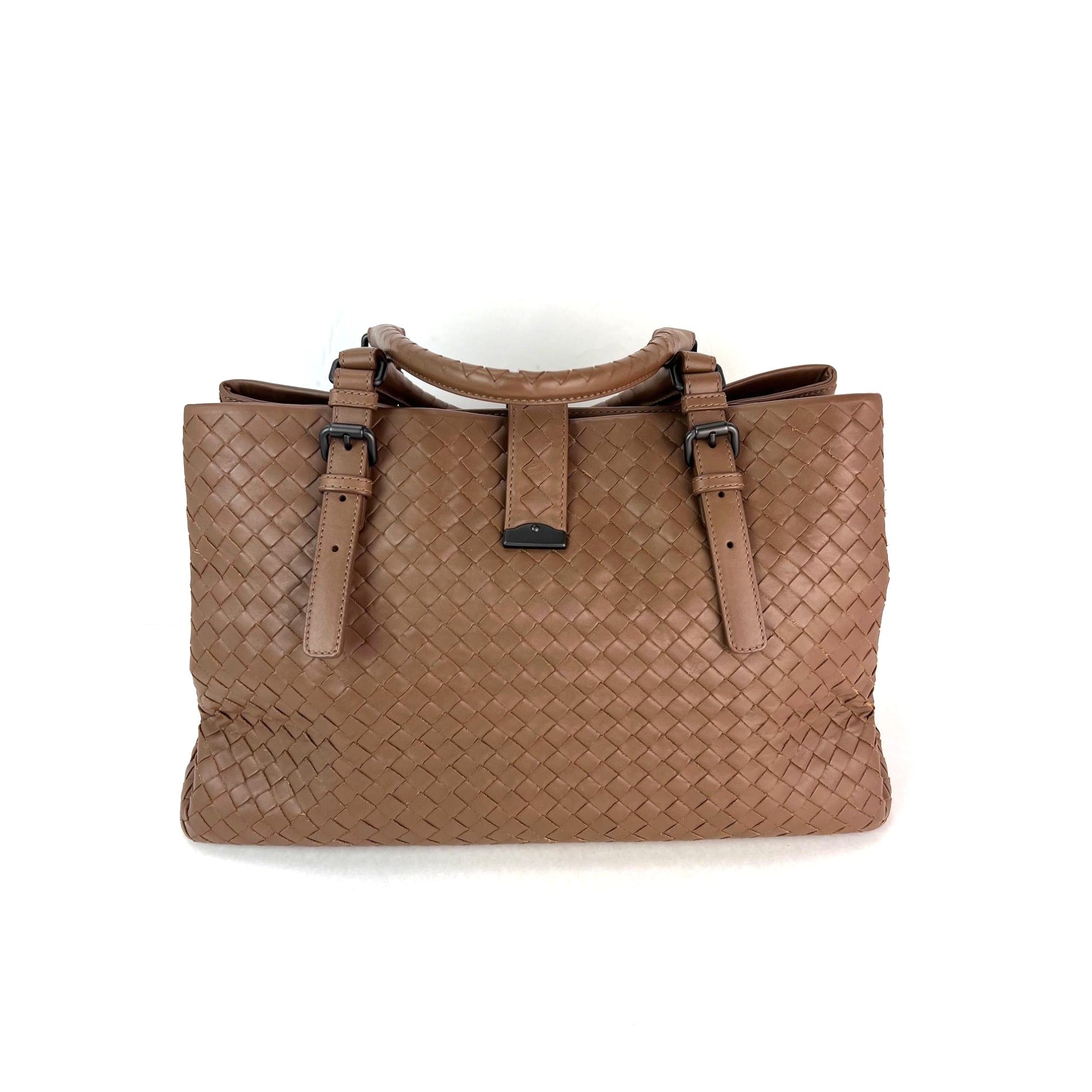 Túi đeo vai màu nâu Bottega Veneta Roma Intrecciato Nappa