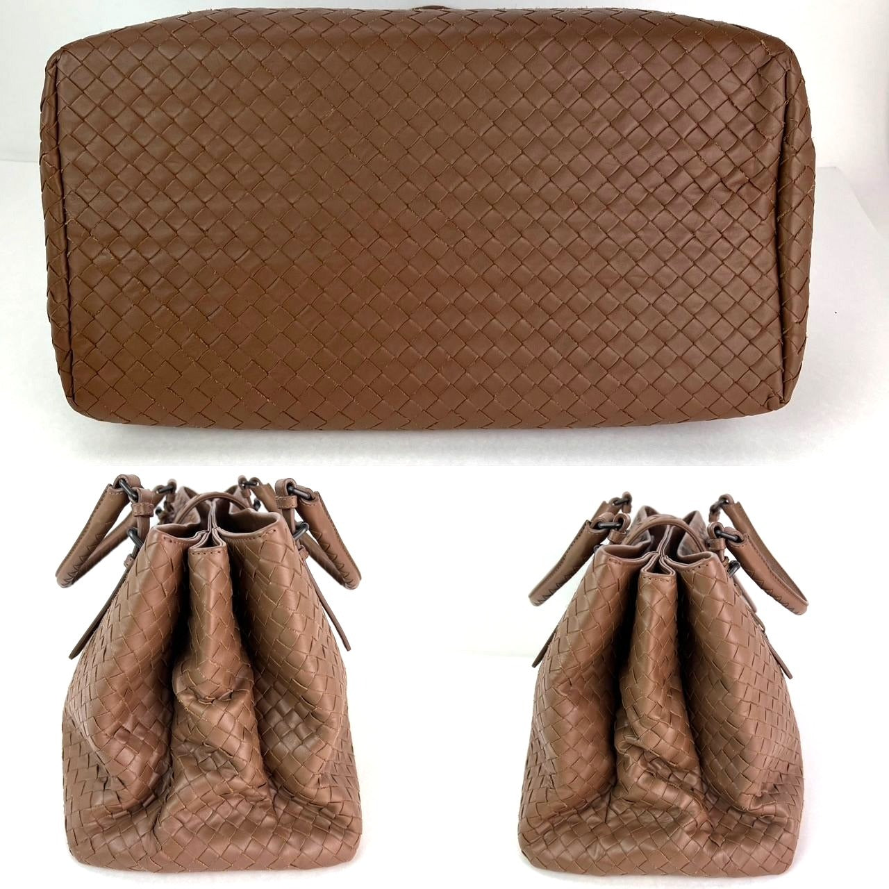 Túi đeo vai màu nâu Bottega Veneta Roma Intrecciato Nappa