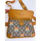 Gucci XKai GG Supreme Slim Vintage Sun Oil Bear Belt Sling Bag