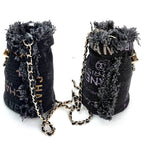 Xô mini Chanel Denim Quilted Mood kèm dây xích màu đen