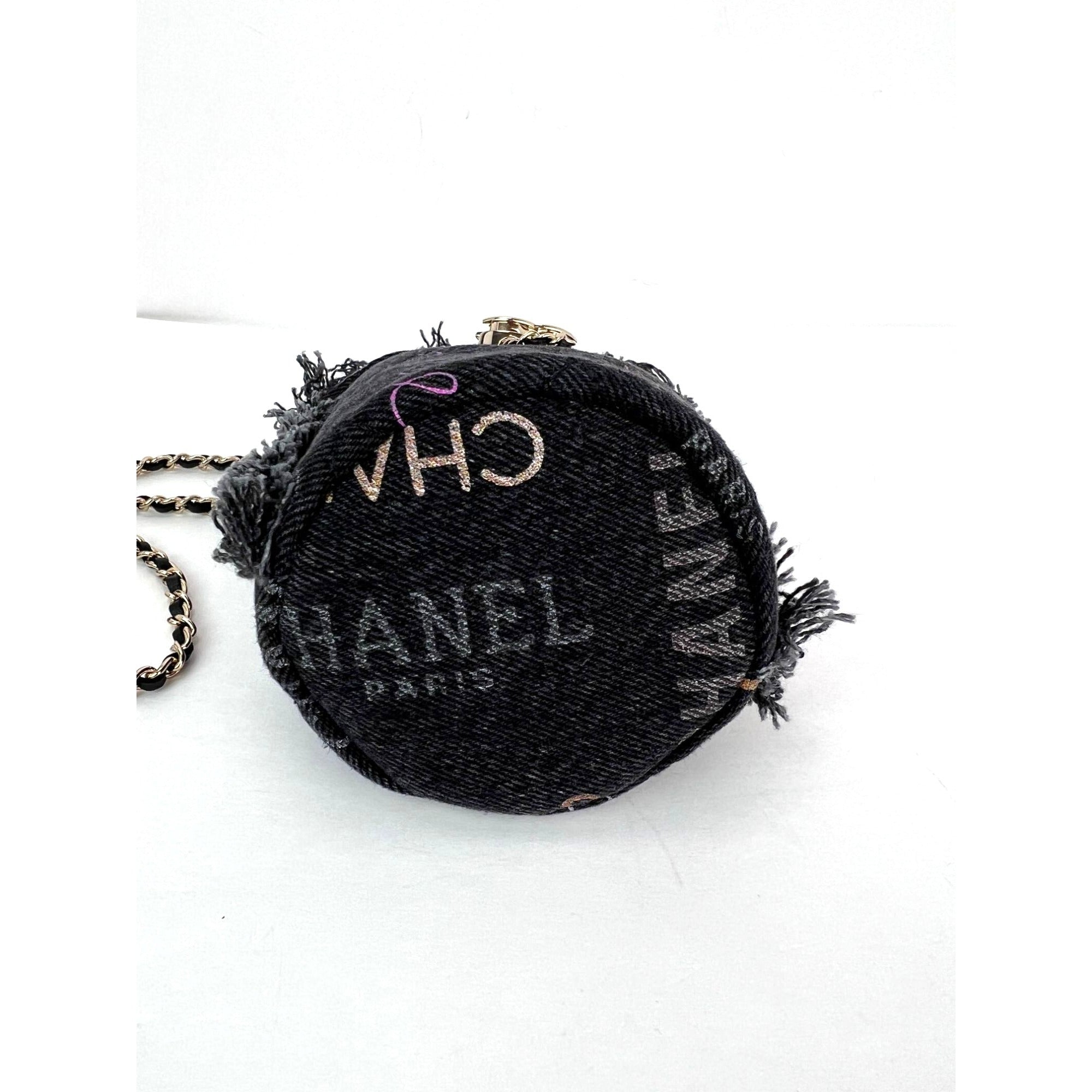 Xô mini Chanel Denim Quilted Mood kèm dây xích màu đen