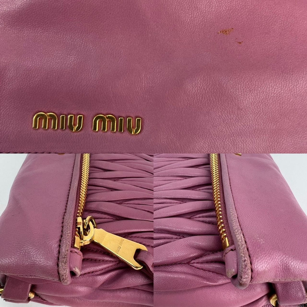 Túi đeo vai Miu MIU Matelasse màu hồng da Nappa