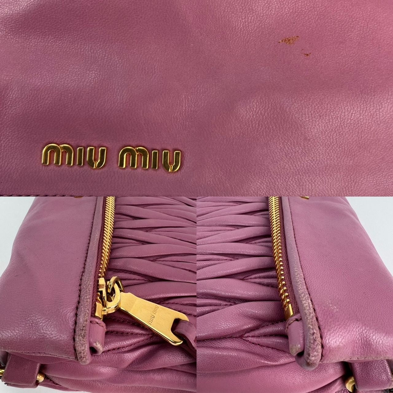 Túi đeo vai Miu MIU Matelasse màu hồng da Nappa