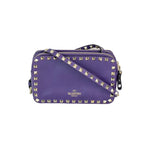 Túi đeo chéo da màu tím Valentino Rockstud Double Zip