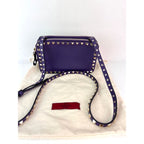Túi đeo chéo da màu tím Valentino Rockstud Double Zip