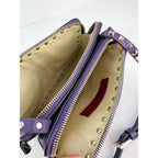 Túi đeo chéo da màu tím Valentino Rockstud Double Zip