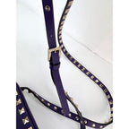 Túi đeo chéo da màu tím Valentino Rockstud Double Zip