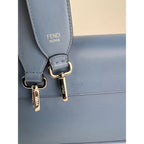 Túi xách đeo vai da Fendi F Kan 1 màu xanh trung bình