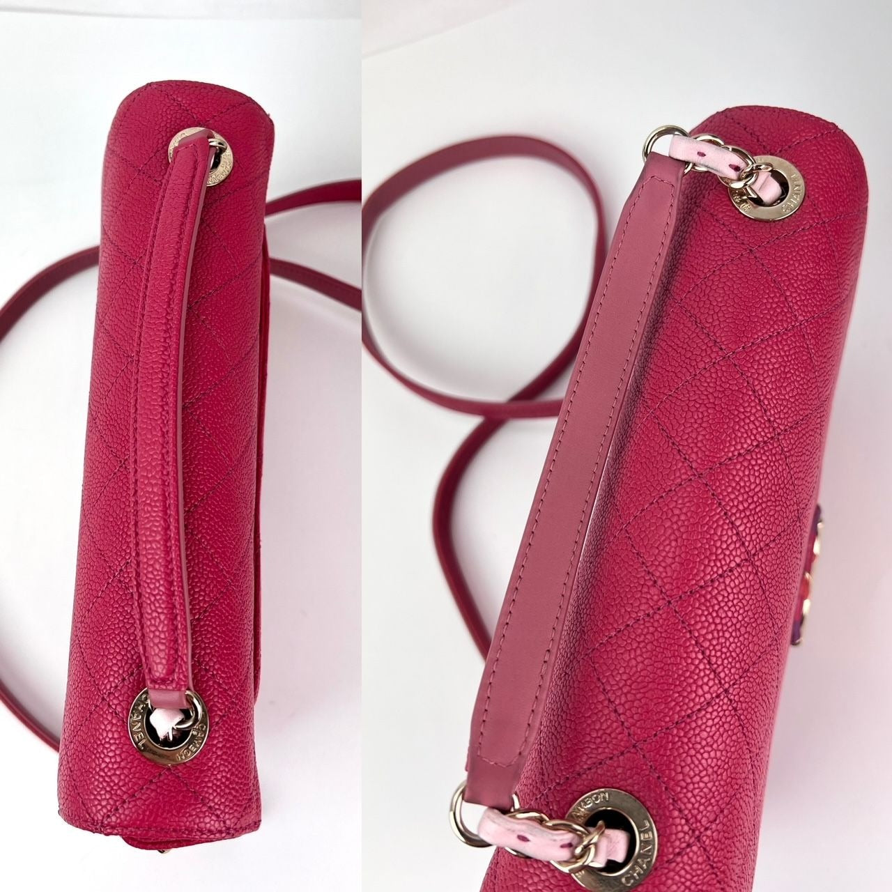 Chanel Paris-Cuba Medium Caviar Calfskin Thread Around Pink Flap Bag with top handle
