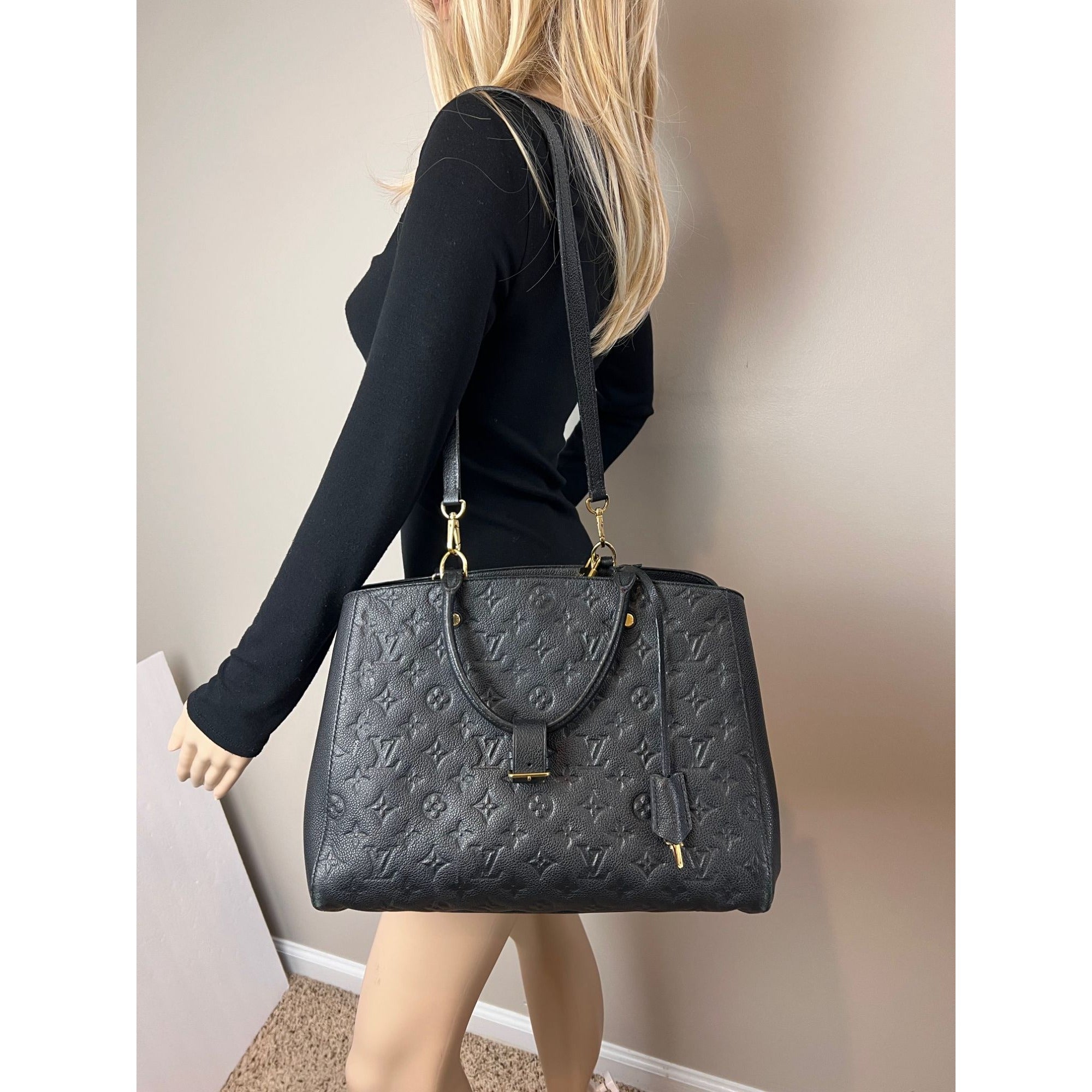 Túi xách da Louis Vuitton Montaigne GM Black Empriente