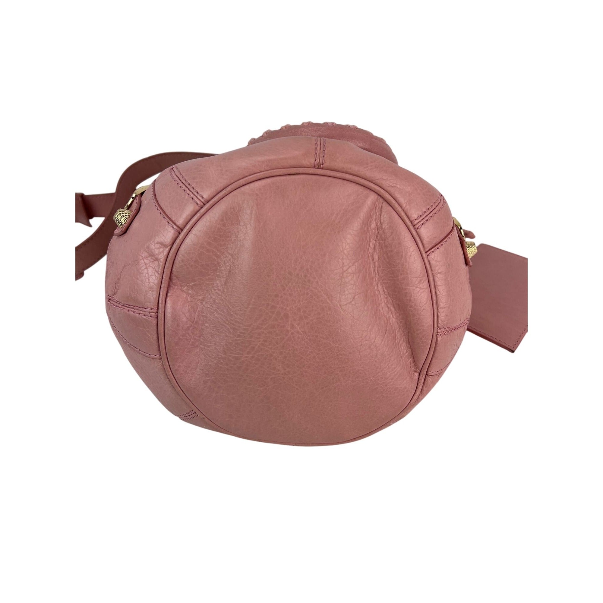Túi Balenciaga agneau Giant 12 Gold Hardware Mini Pompon Rose Pink Bucket Bag