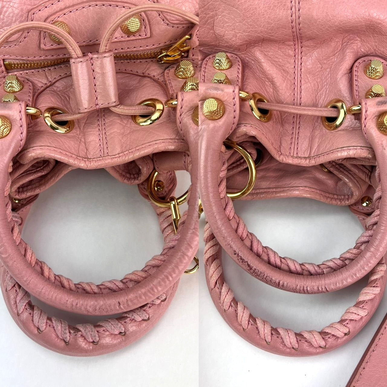 Túi Balenciaga agneau Giant 12 Gold Hardware Mini Pompon Rose Pink Bucket Bag