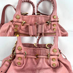 Túi Balenciaga agneau Giant 12 Gold Hardware Mini Pompon Rose Pink Bucket Bag
