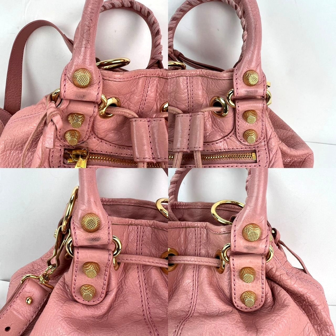 Túi Balenciaga agneau Giant 12 Gold Hardware Mini Pompon Rose Pink Bucket Bag