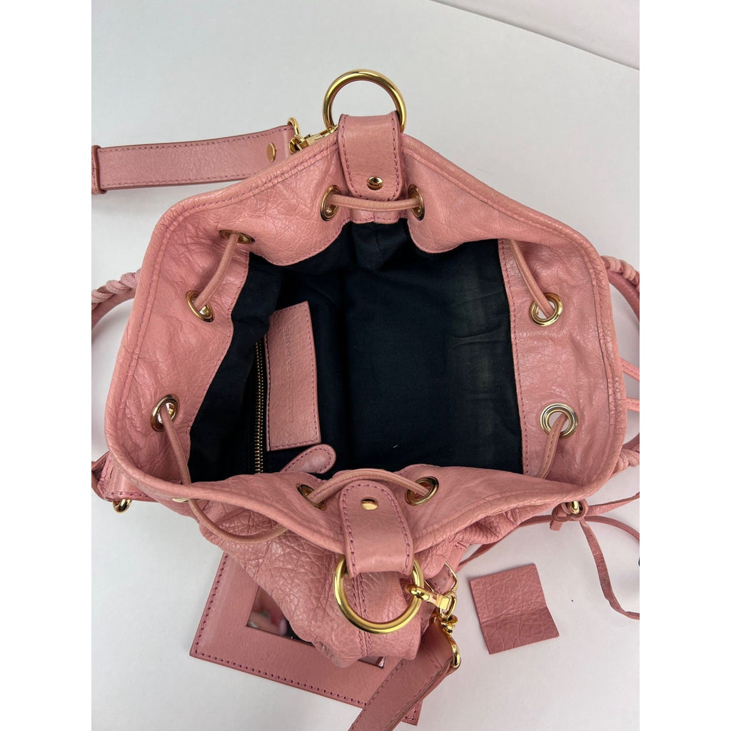 Túi Balenciaga agneau Giant 12 Gold Hardware Mini Pompon Rose Pink Bucket Bag