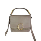 Túi đeo vai Chloe Shiny Calfskin Suede Small C Motty Gray