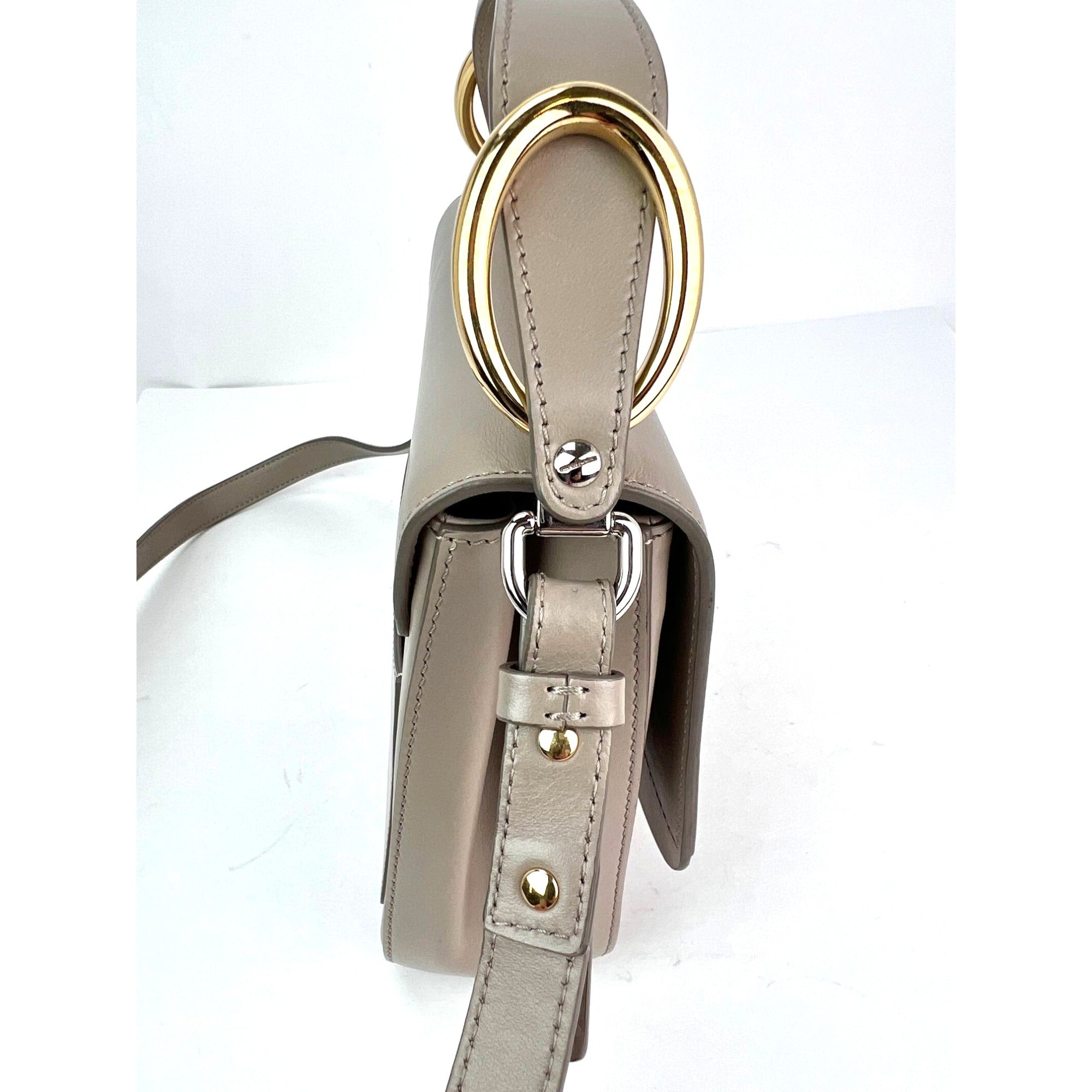 Túi đeo vai Chloe Shiny Calfskin Suede Small C Motty Gray