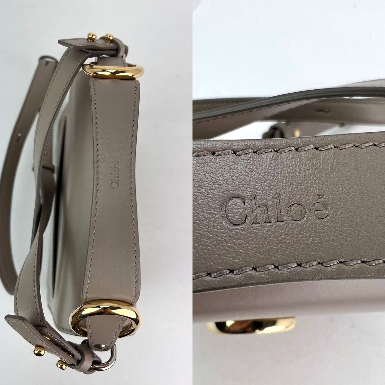 Túi đeo vai Chloe Shiny Calfskin Suede Small C Motty Gray