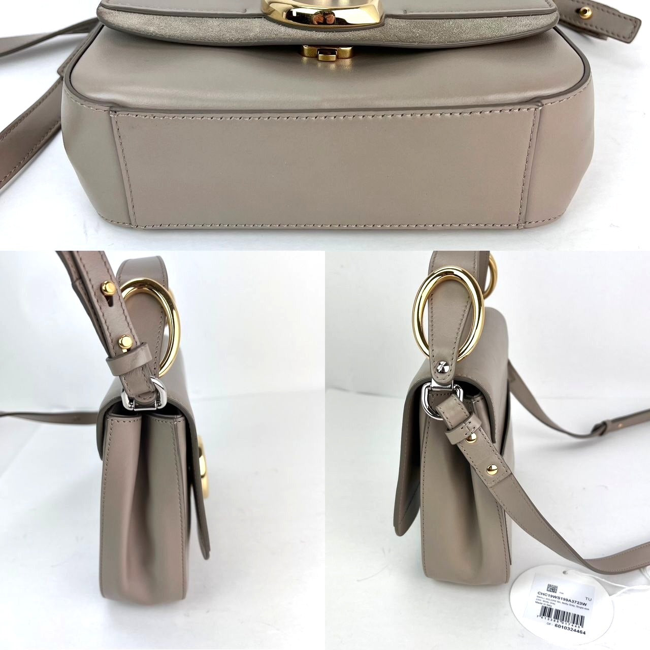 Túi đeo vai Chloe Shiny Calfskin Suede Small C Motty Gray