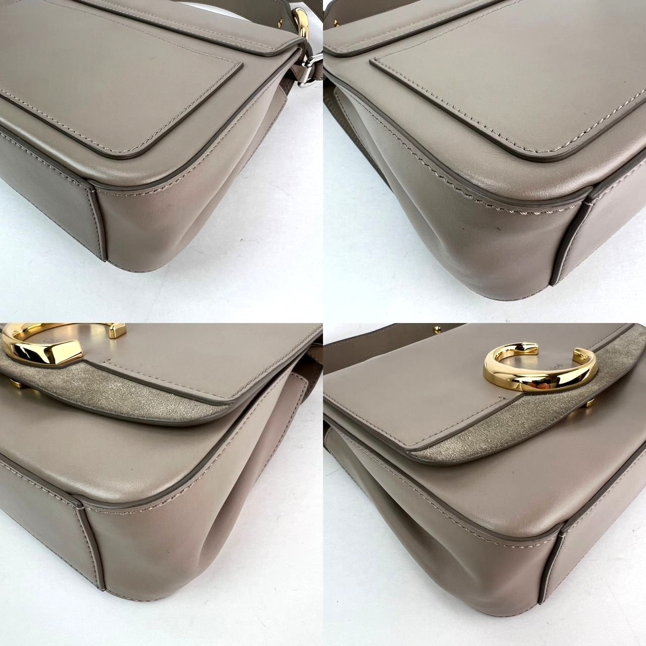 Túi đeo vai Chloe Shiny Calfskin Suede Small C Motty Gray
