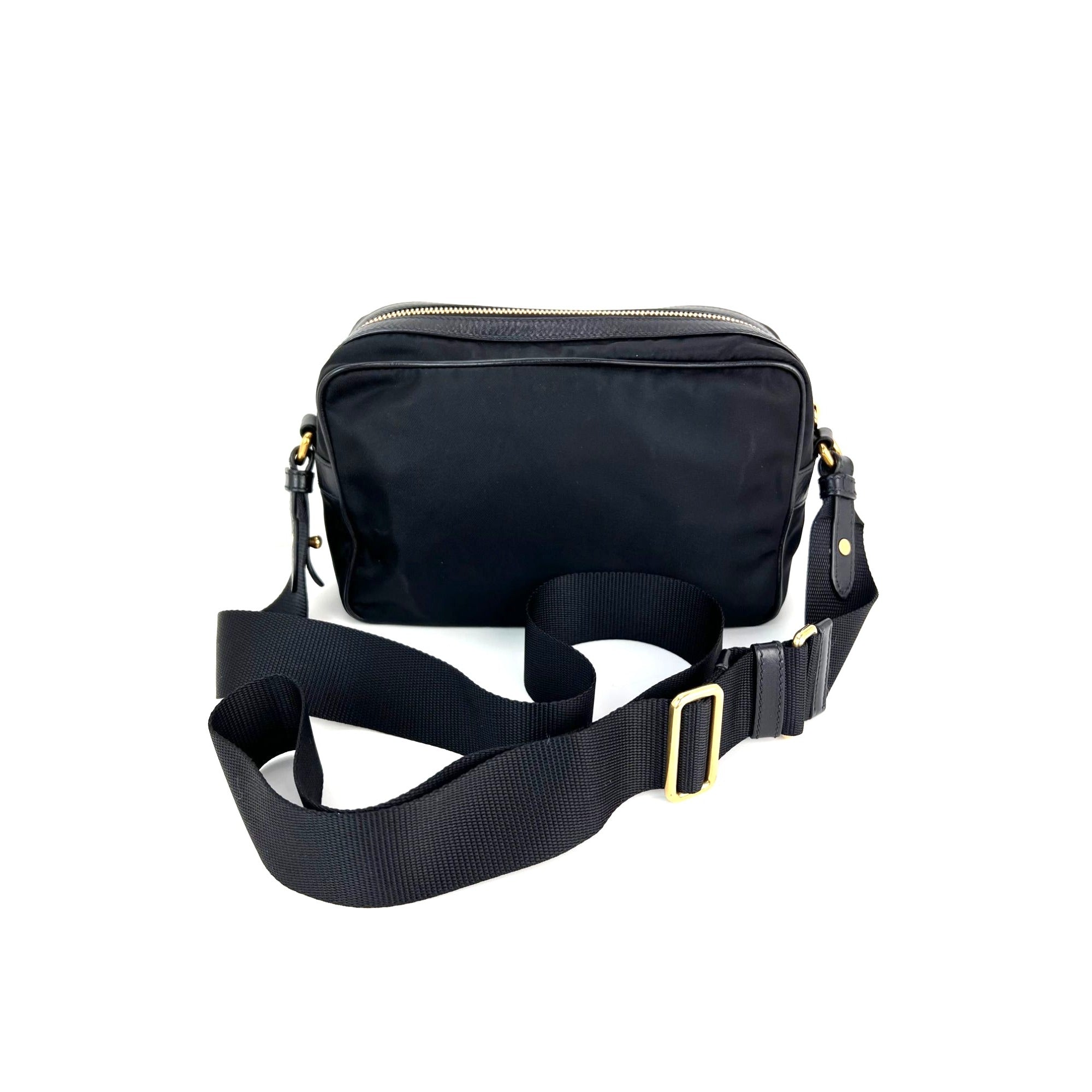 Túi máy ảnh đeo chéo Prada Tessuto Nylon Bandoliera màu đen