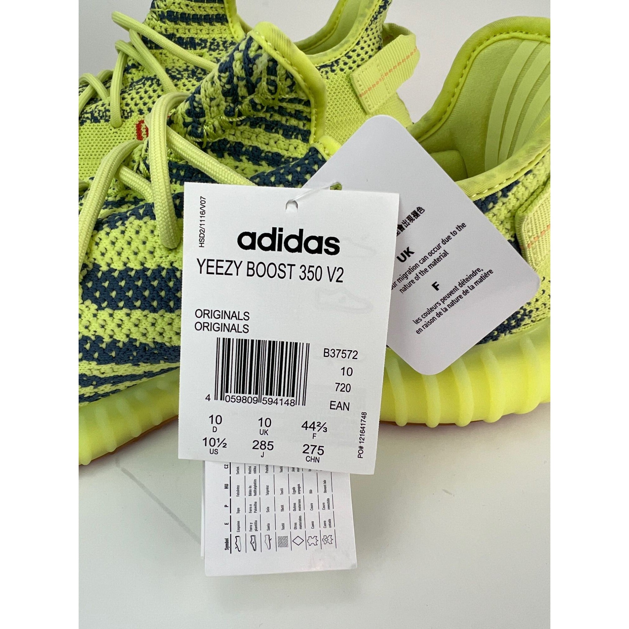 Giày thể thao Yeezy Boost 350 V2 Semi Frozen Yellow của adidas USA dành cho nam 10.5