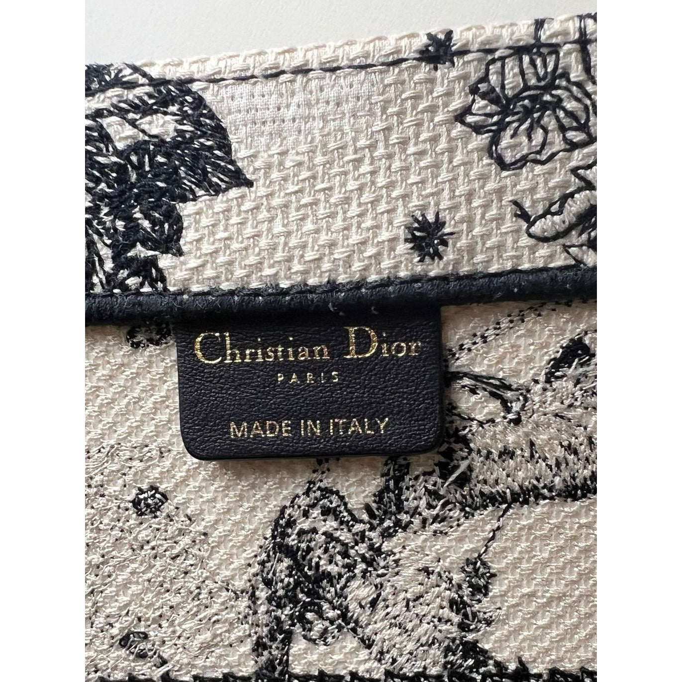 Túi vải canvas thêu hình ngôi sao và dấu hiệu cỡ trung của Christian Dior màu đen