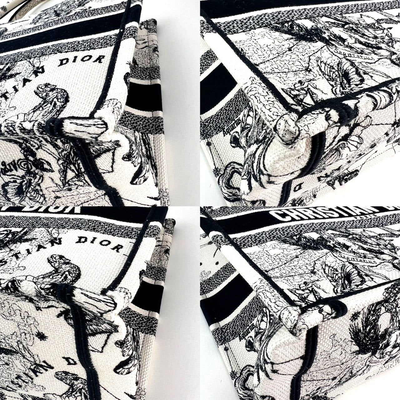 Túi vải canvas thêu hình ngôi sao và dấu hiệu cỡ trung của Christian Dior màu đen