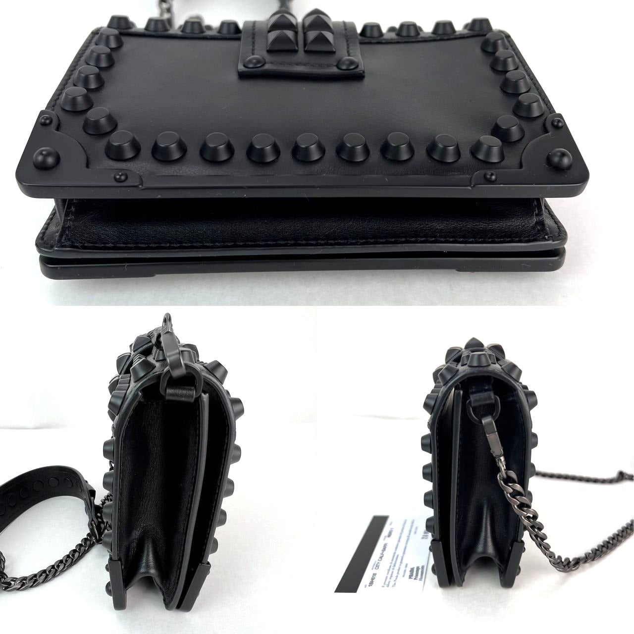 Túi đeo chéo Prada City Calfskin Saffiano Studded Cahier màu đen
