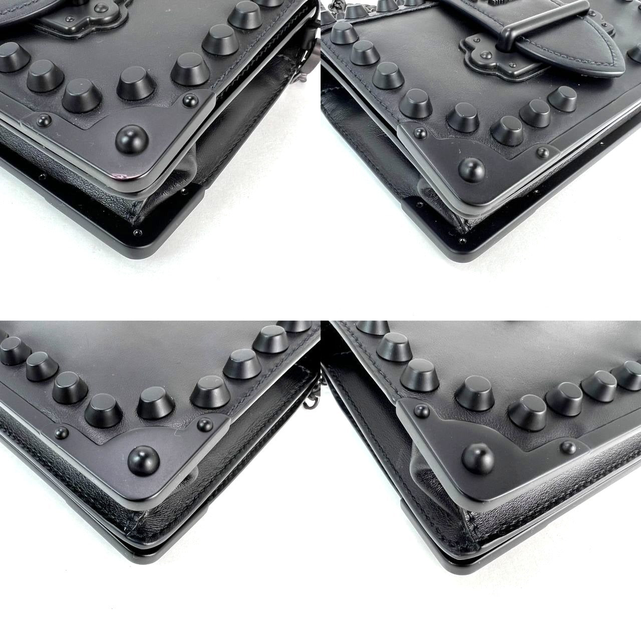 Túi đeo chéo Prada City Calfskin Saffiano Studded Cahier màu đen