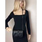 Túi đeo chéo Prada City Calfskin Saffiano Studded Cahier màu đen