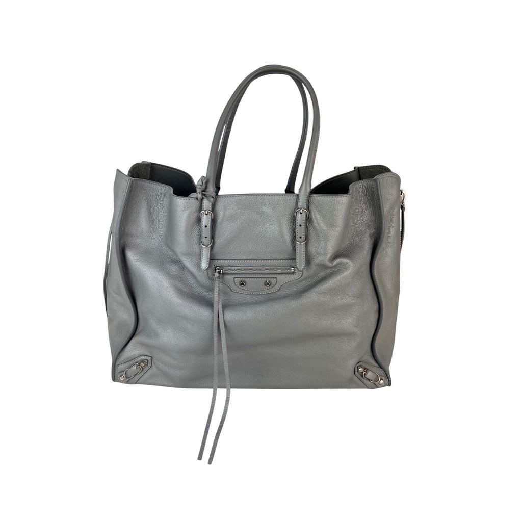 Túi đeo vai Balenciaga Veau Papier A4 màu xám có khóa kéo