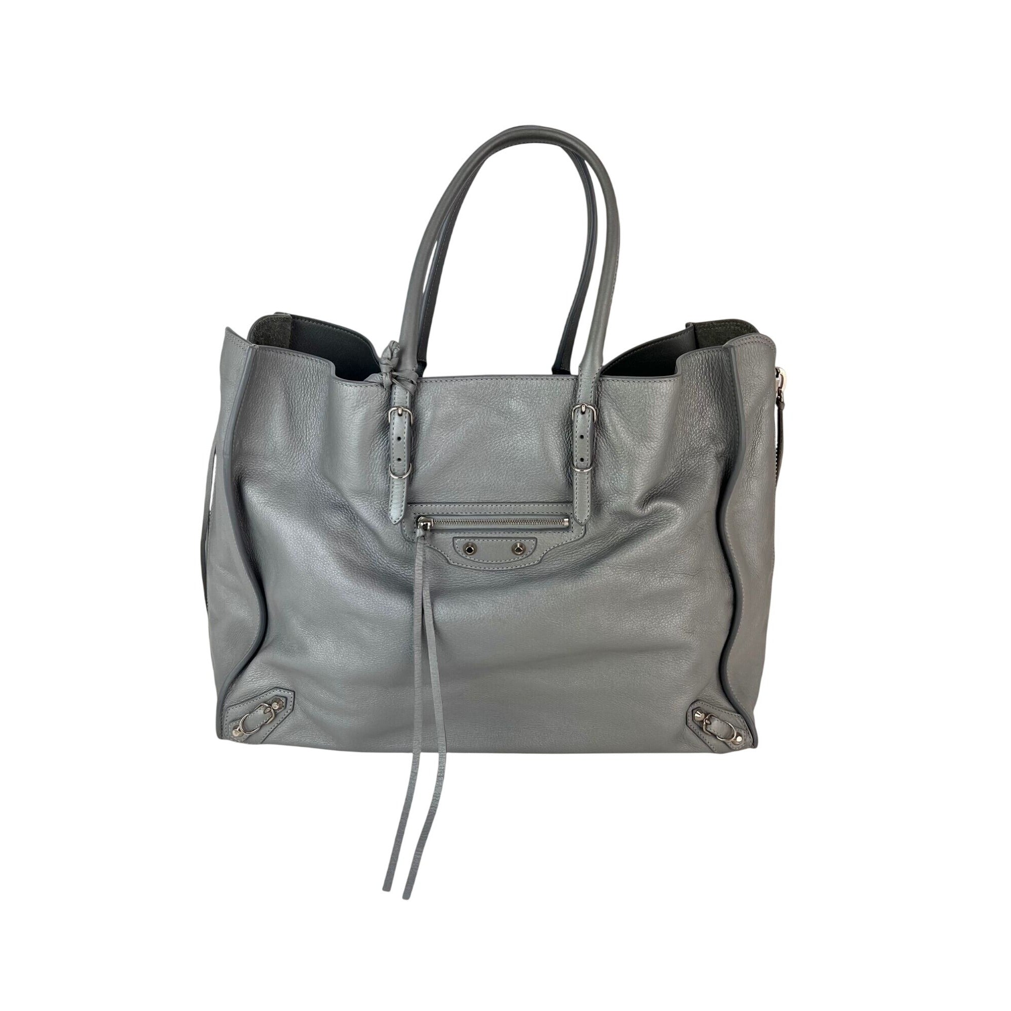 Túi đeo vai Balenciaga Veau Papier A4 màu xám có khóa kéo