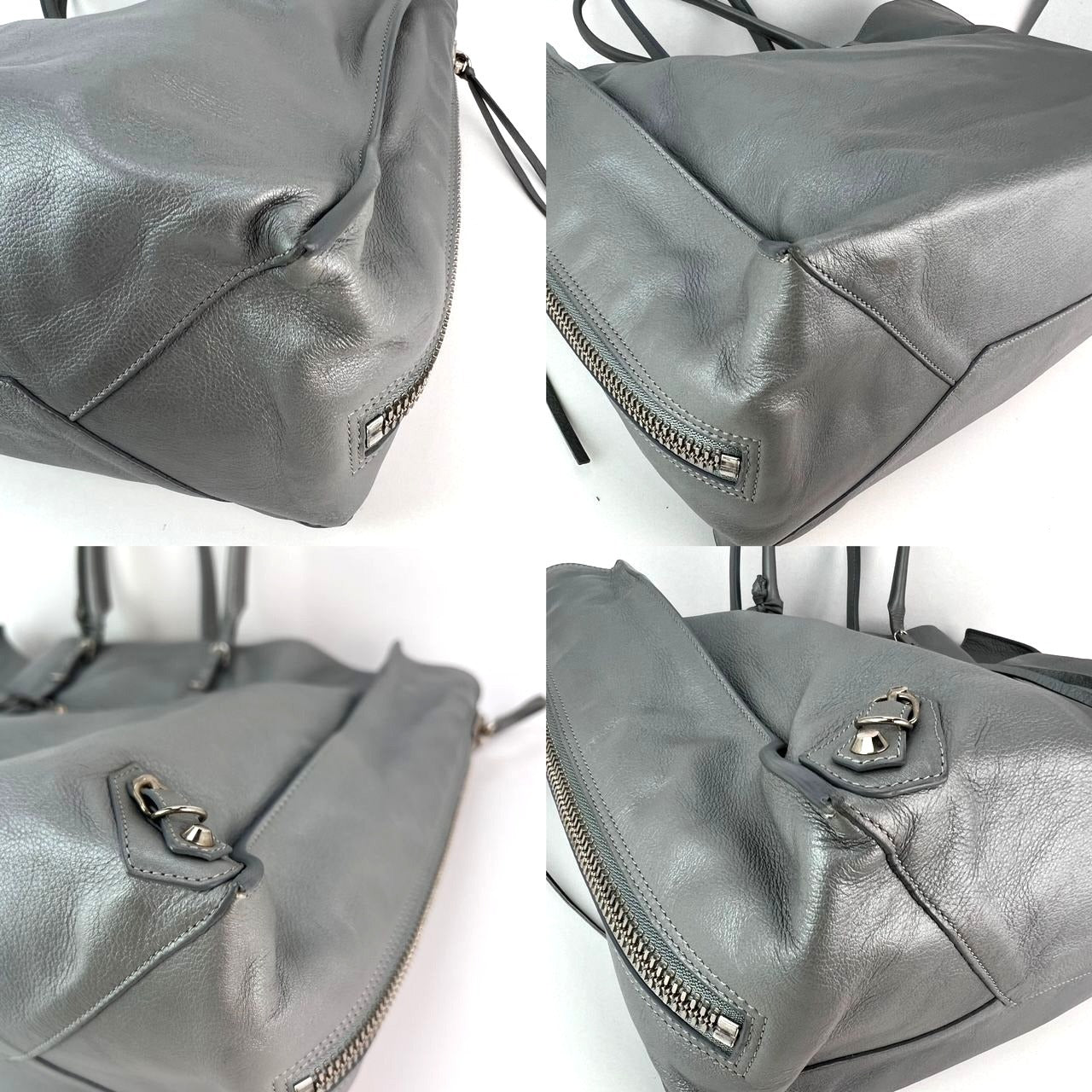 Túi đeo vai Balenciaga Veau Papier A4 màu xám có khóa kéo